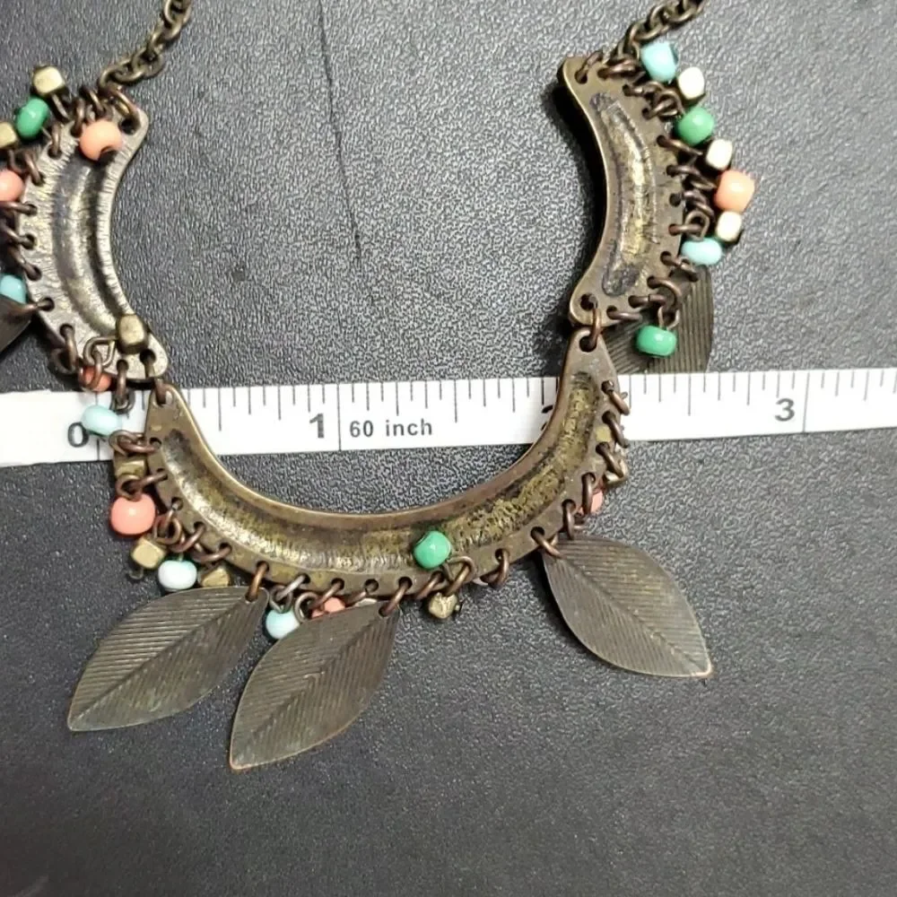 Bronze tone leaf necklace 22-24.5" - Picture 7 of 11